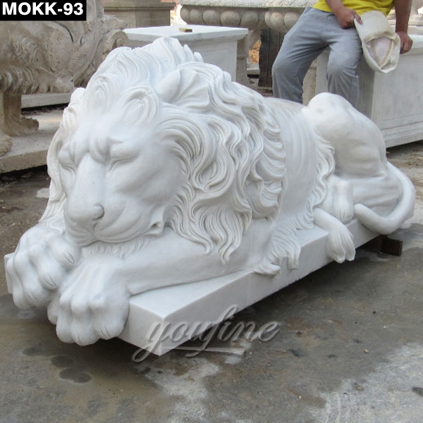 Pure White Color Laying Big Lion Statue MOKK-93