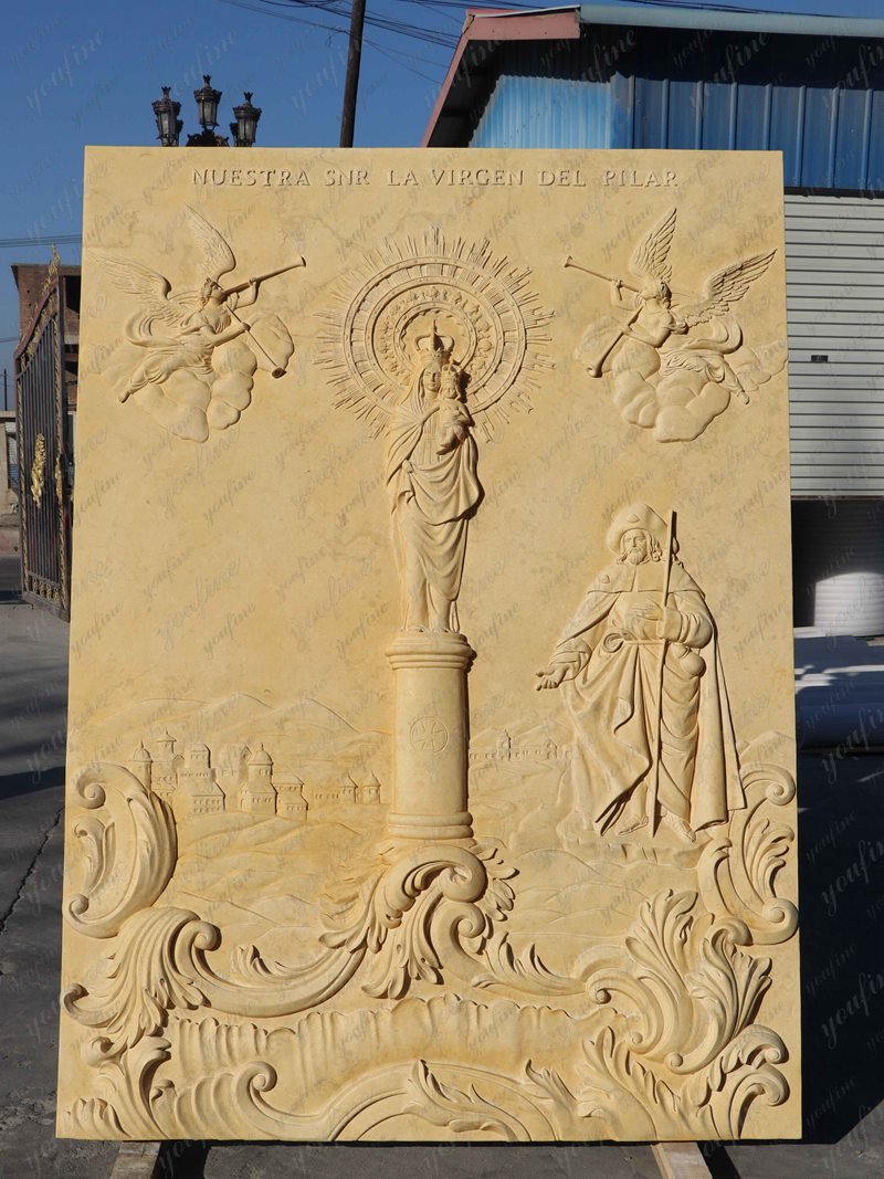 4 Feet Beige Marble Religious Relief