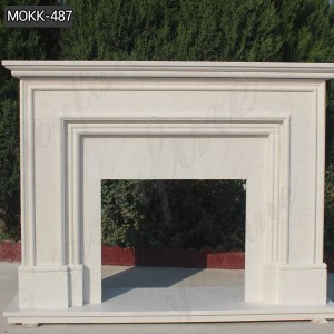  » Buy Simple White Hand Carved Marble Fireplace for Home Decor MOKK-487