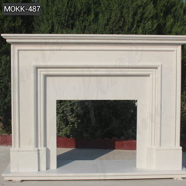 Buy Simple White Hand Carved Marble Fireplace for Home Decor MOKK-487
