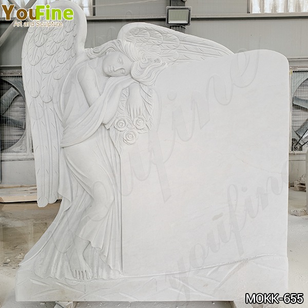 White Marble Angel Memorials Headstone Grave Angels Ornaments for Sale MOKK-655