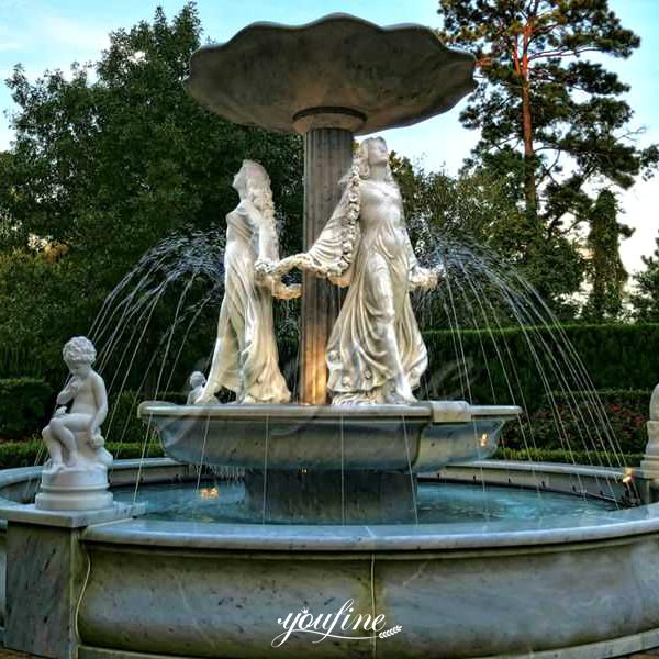  » Outdoor large garden white stone water fountain with woman statue for sale  MOKK-30 Featured Image