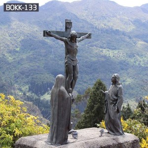  » Life Size Religious Church Bronze Corpus of Cruxifix Group Statue for Sale BOKK-133