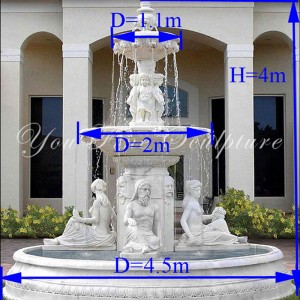  » Large outdoor white marble water fountain with column decoration MOKK-86