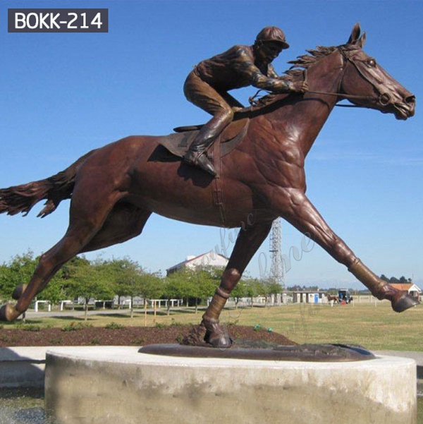 Hot Selling Cast Bronze Racing Horse Statue with Jockey Design Supplier BOKK-214