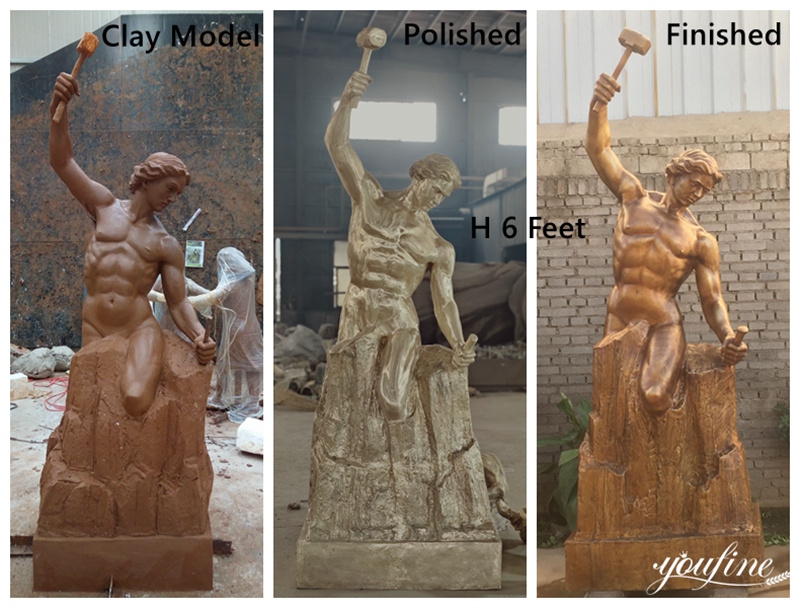 6 foot tall bronze self-made statue replica casting process display
