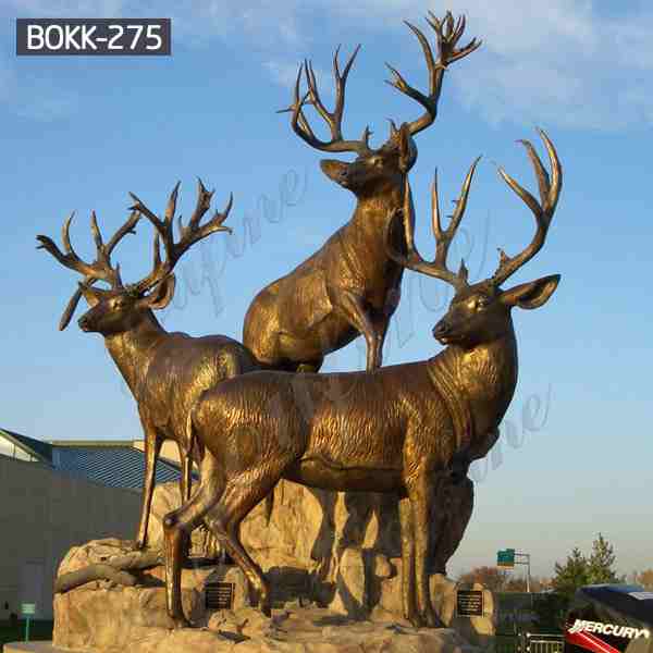 Hot Sale Life Size Bronze Three Deer Statues with Factory Price BOKK-275