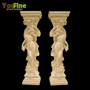 Decorative hand carved marble lady statue column for sale MSC-01