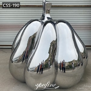 Large Outdoor Mirror Polished Stainless Steel Pumpkin Sculpture Factory Supply CSS-190