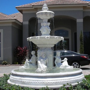  » Hand Carved Large Marble Water Fountain with Statue for Sale MOKK-86