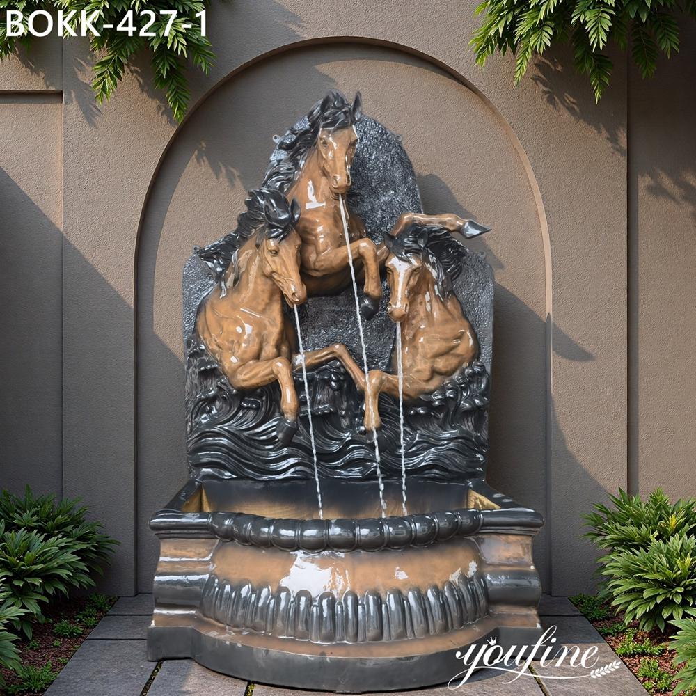 67 Inch Bronze Three-Horse Wall Fountain for Garden Decor