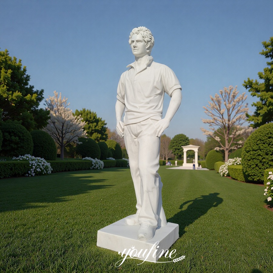 67 Inch High White Marble Carlo Acutis Statue for Outdoor Garden Decor