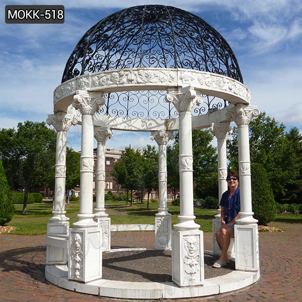 Outdoor Modern marble gazebo with Iron Dome for sale