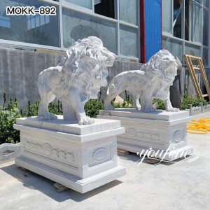 Hand Carved Marble Lion Statue Outside House Decor Factory Supply MOKK-892