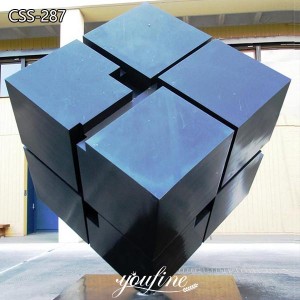  » Large Brush Metal Cube Sculpture for Garden Campus CSS-287