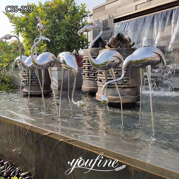  » Garden Decorative Modern Stainless Steel Crane Sculptures Lawn Ornaments for Sale CSS-229 Featured Image