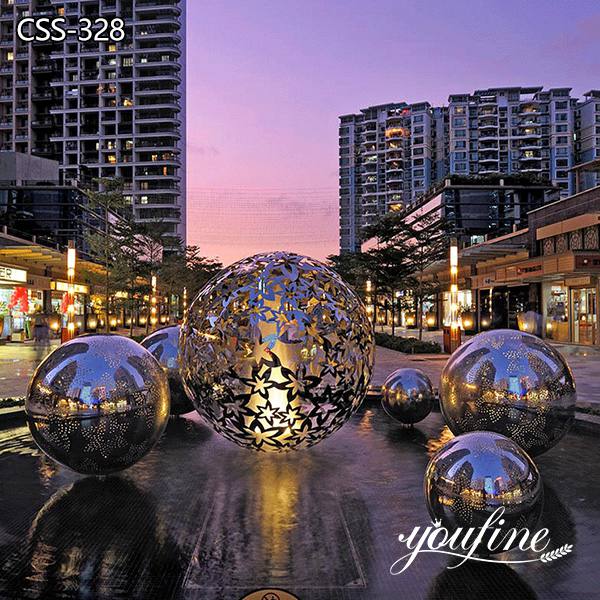 Outdoor Lighting Stainless Steel Hollow Ball Sculpture Square Decor for Sale CSS-328
