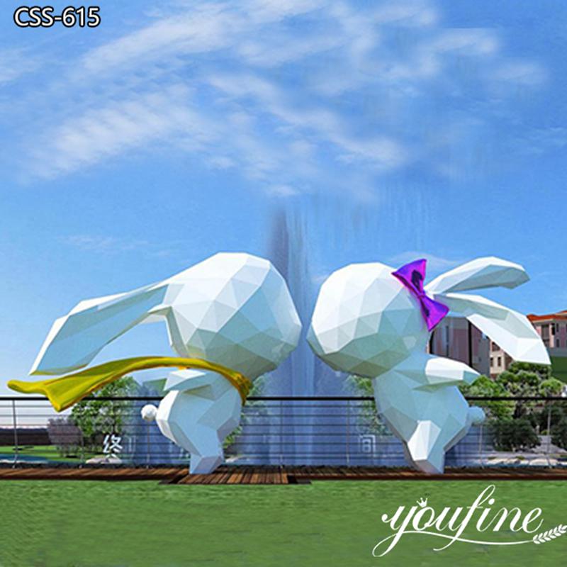 Good Feedback of Large Outdoor Geometric Metal Rabbit Sculpture from South Korea