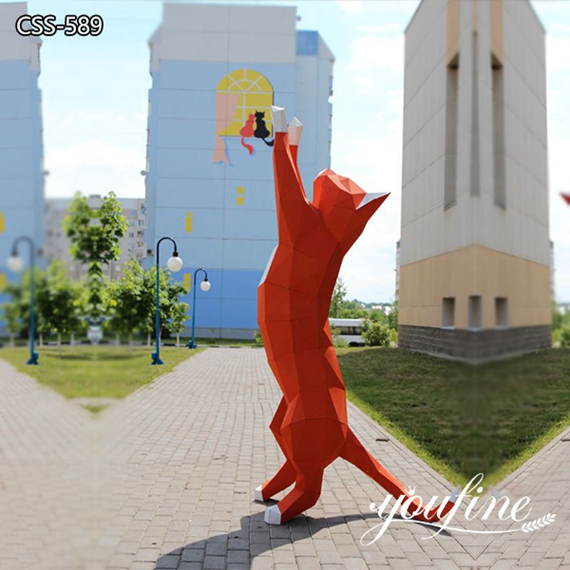  » Geometric Modern Cat Sculpture Outdoor Metal Art Supplier CSS-589 Featured Image
