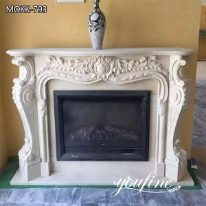 Hand Carved French White Marble Fireplace from Factory Supply MOKK-793