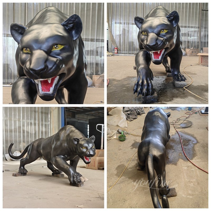 79 Inches Long Large Black Panther Statue Details
