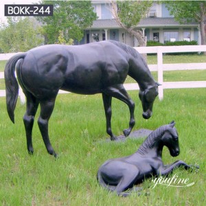 Life Size Bronze Black Horse Sculpture Playful Outdoor Decor for Sale BOKK-244