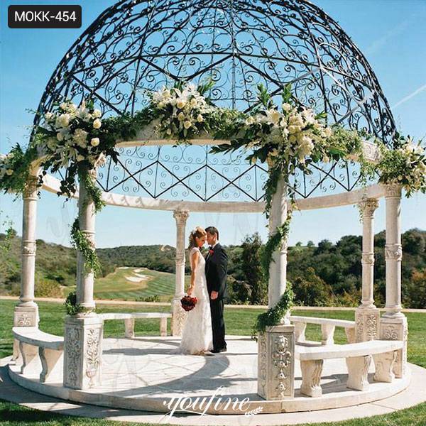  » Beautiful Marble Wedding Gazebo Decorations with Iron Dome for Sale MOKK-454 Featured Image