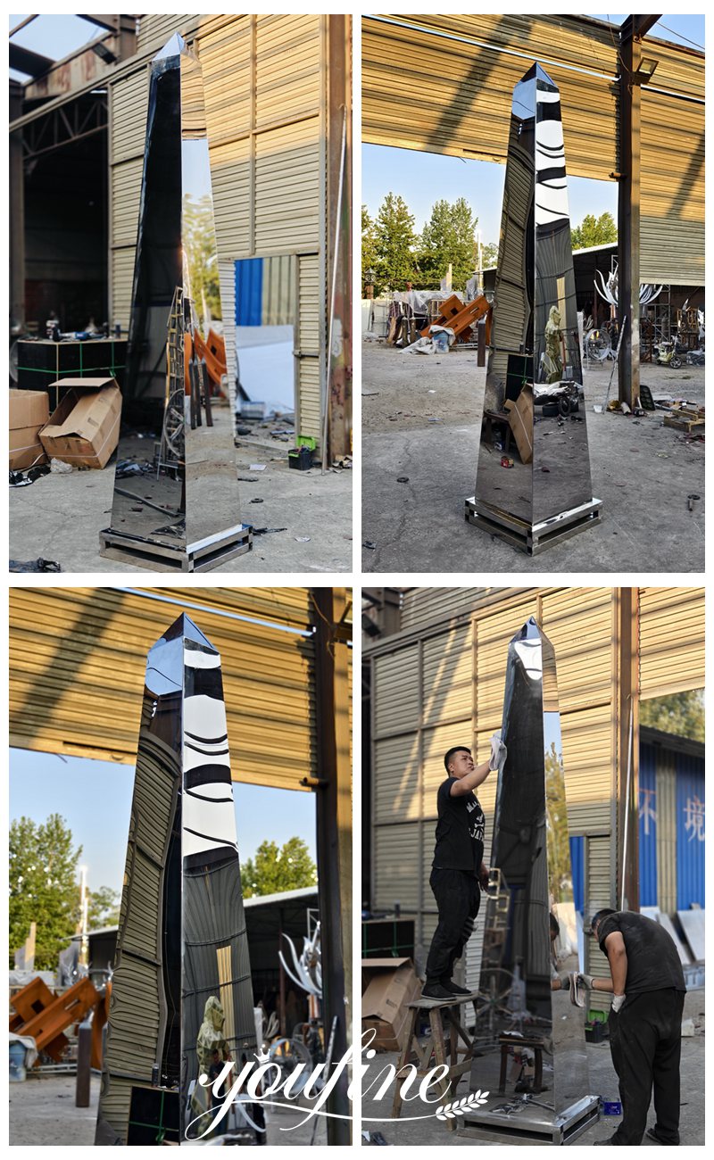 8 feet high stainless steel obelisk details