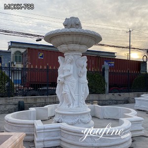  » Estate White Marble Fountain with Lady Lion Statue for Sale MOKK-788