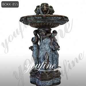 Large Antique Bronze Lion Heads Ladies Fountain for Sale BOKK-855
