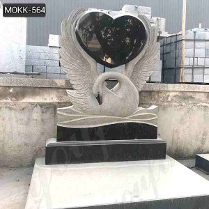  » Hand Carved Customized Marble Swan Headstone with Factory Price MOKK-564