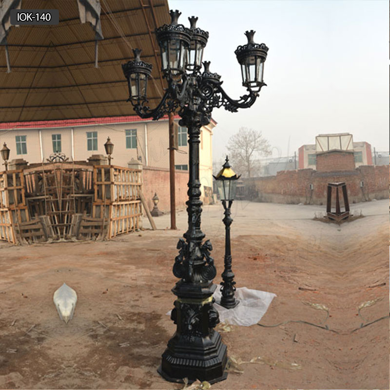 Outdoor antique cast iron lamp post for sale IOK-140