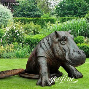  » Outdoor Life-size Bronze Hippo Sculpture for Street Decor for Sale BOKK-978