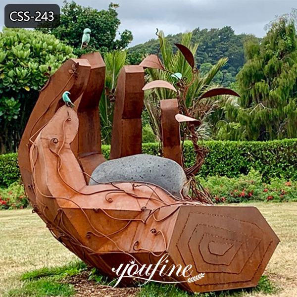  » Large Abstract Metal Art Corten Steel Hand Sculpture for Sale Featured Image