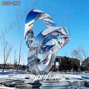 Large Double Mobius Strip Sculpture Modern Art Abstract Stainless Steel for Sale CSS-206