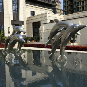 outdoor modern metal sculpture large dolphin statue