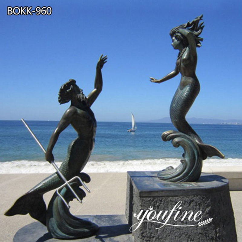 Greek Mythology Bronze Triton and Nereida Statue Seaside for Sale BOKK-960