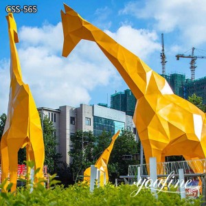  » Stainless Steel Giraffe Garden Statue Geometric Colorful Design for Sale CSS-565