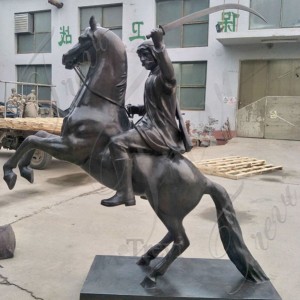 Metal Art Work Knight Riding on Rearing Horse Statue BOKK-488