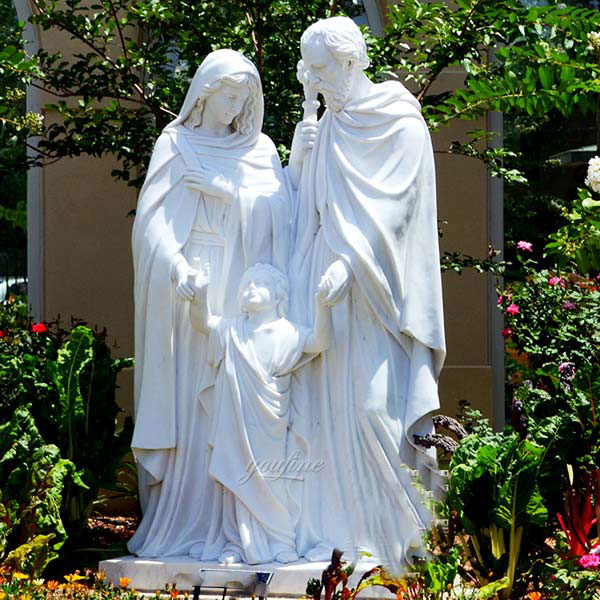 Handcarved White Marble Holy Family Statue for Sale CHS-605