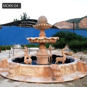 Light red marble yard decoration tiered water fountain for sale MOKK-04