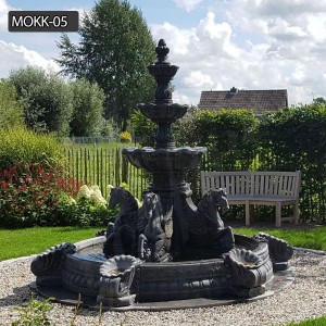  » Natural Black Marble Fountain with Horse Statue for Home MOKK-05