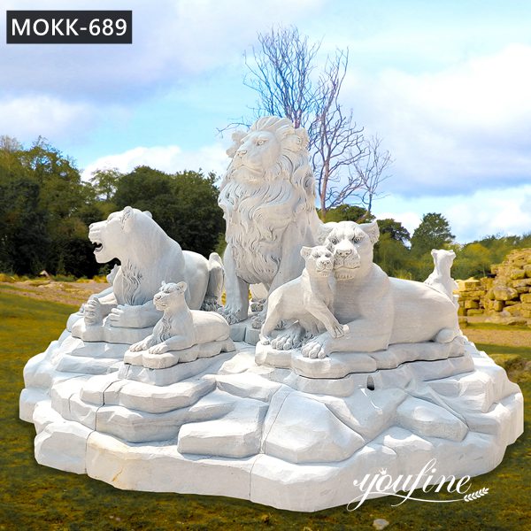 Large Group Family Stone Lion Statue for Sale MOKK-689