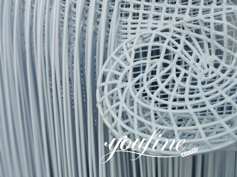 Modern Stainless Steel Wire Sculpture Woman Washing Hair Pool Decor