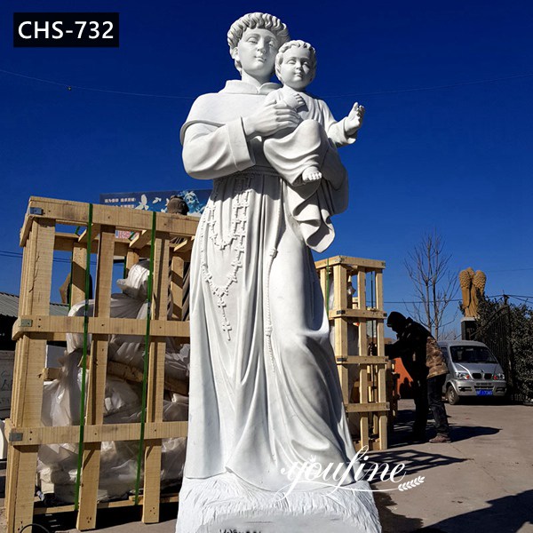 Hand Carved St Anthony Holding Baby Jesus Marble Statue for Sale CHS-732