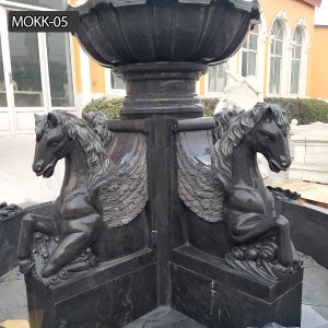  » Natural Black Marble Fountain with Horse Statue for Home MOKK-05