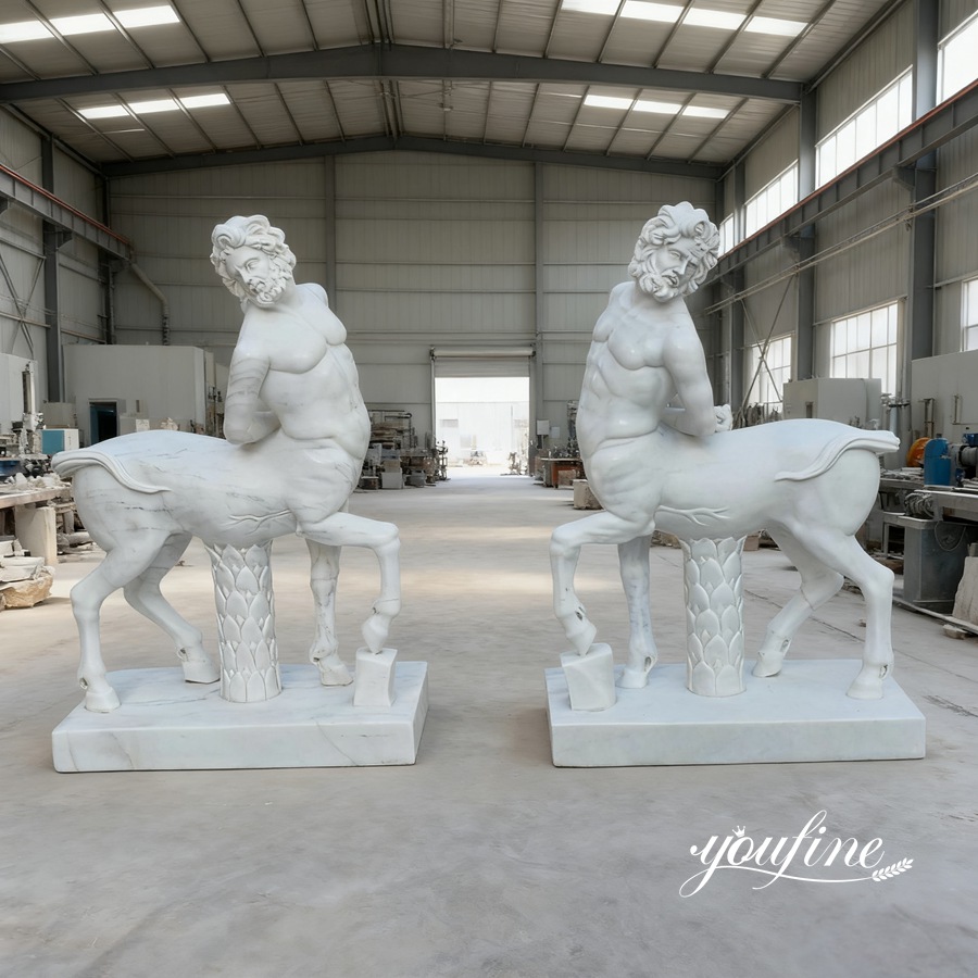 A Pair of Greek White Marble Centaur Statues 