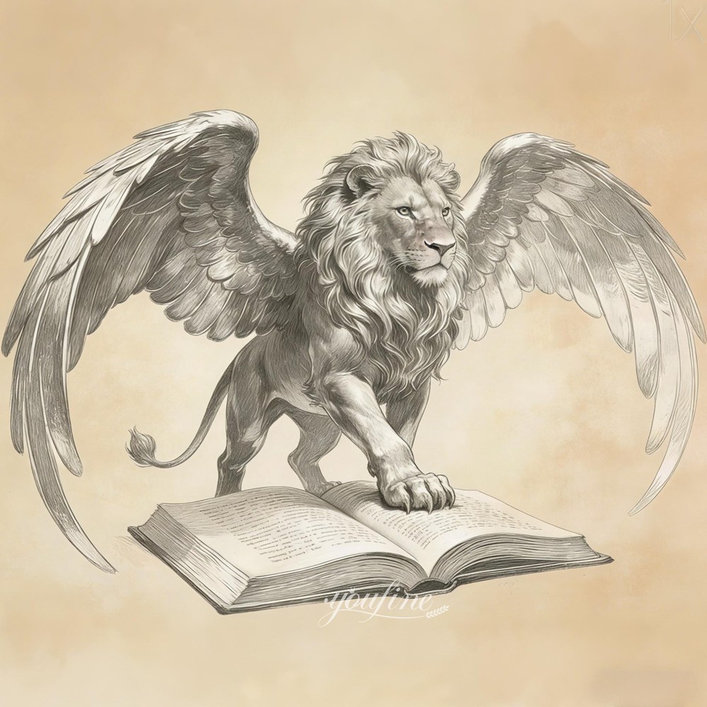 A Winged Lion Stepped on A Book
