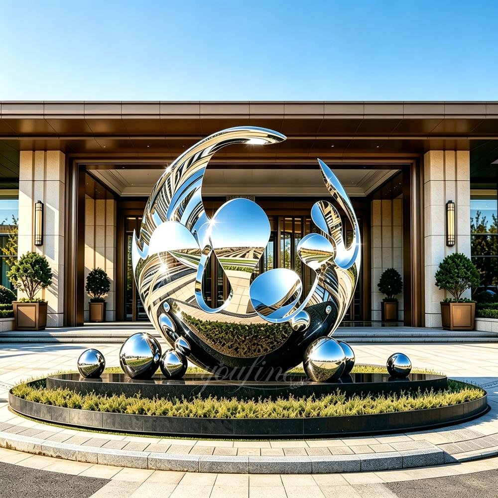 Abstract Blooming Sphere Sculpture for Hotel Entrance