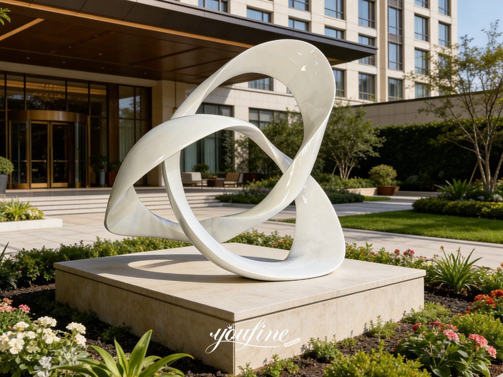 Abstract White Ring Art Sculpture for Garden